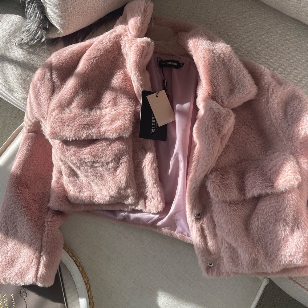 Pink Faux Fur jacket from Pretty Little Thing
